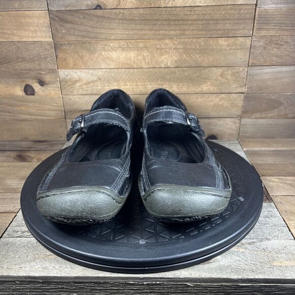 Keen Womens Size 8.5 Black Leather Slip On Mary Jane Ballet Flat Driving Shoes - Picture 2 of 10
